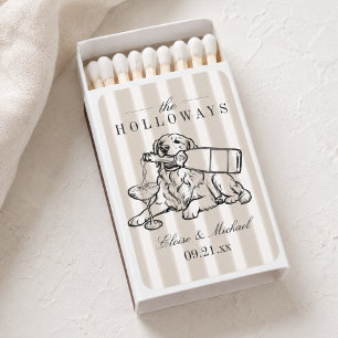 Classic Sketch Golden Retriever Champagne Wedding Matchboxes