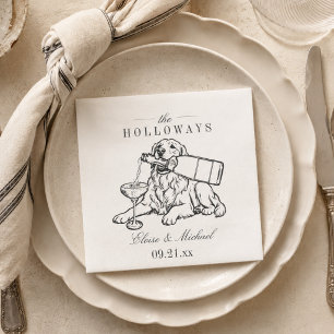 Classic Sketch Golden Retriever Champagne Wedding Napkins