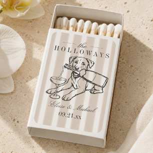 Classic Sketch Labrador Dog Champagne Wedding Matchboxes