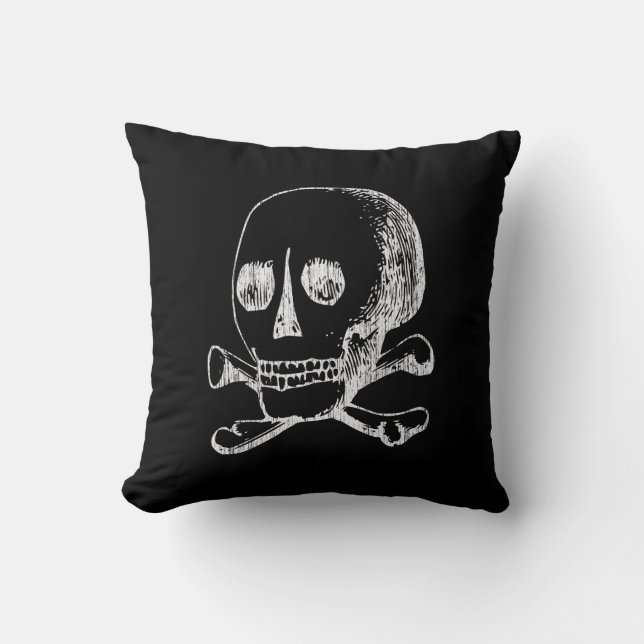 Classic Skull and Crossbones Graphic Throw Pillow (Front)