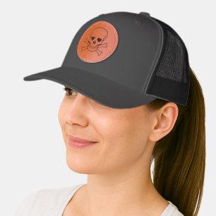 Classic Skull and Crossbones Jolly Roger Leather Patch Hat