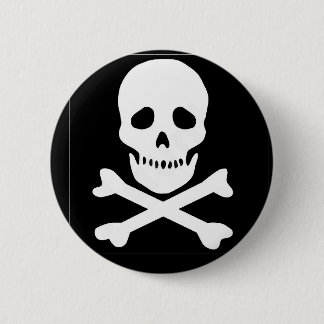 classic skull and crossbones pinback button