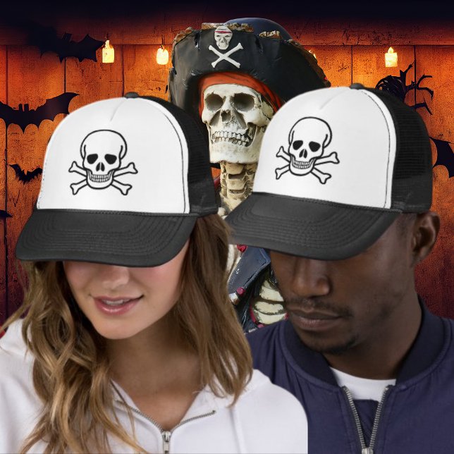 Classic Skull and Crossbones Pirate Trucker Hat (Classic Skull and Crossbones Pirate Trucker Hat)