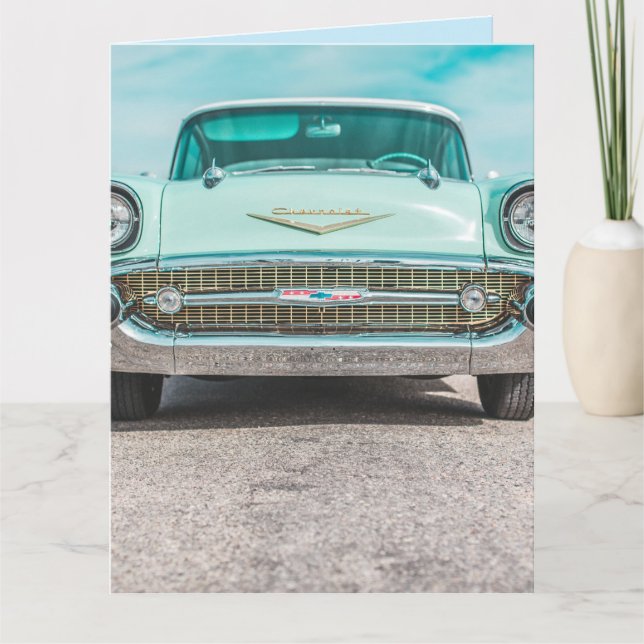 CLASSIC SKY BLUE CAR BIRTHDAY Greeting Card (Front)
