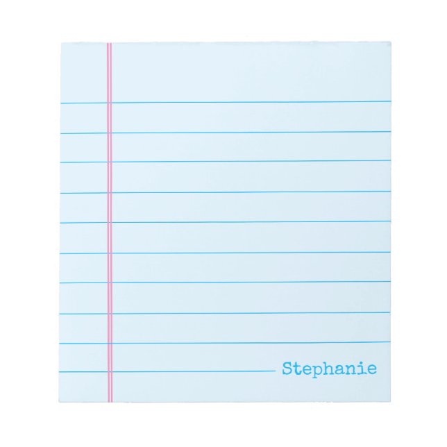 Classic Sky Blue Legal 5.5 x  6 With Name  Notepad (Front)