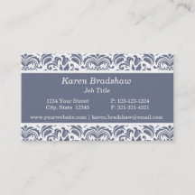 Classic Slate Gray Floral Damask Business Cards