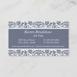 Classic Slate Gray Floral Damask Business Cards