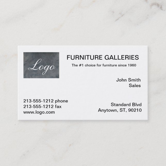 Classic Slate Gray Logo Business Cards (Front)