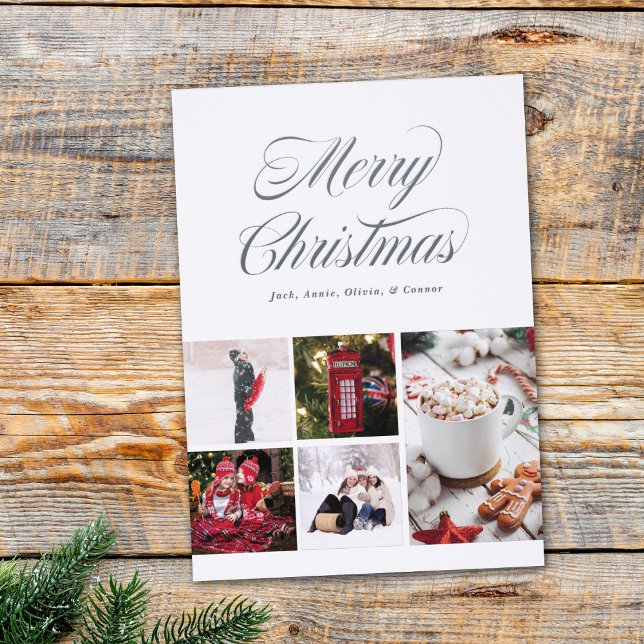 Classic Slate Script Merry Christmas Letterpress Photo Cards (Creator Uploaded)