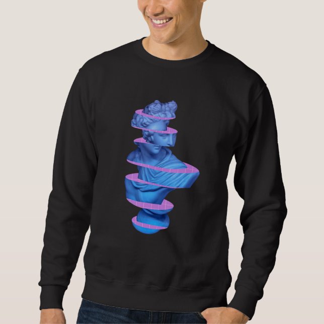 Classic Sliced Statue Funny Vaporwave Statue Meme Sweatshirt (Front)