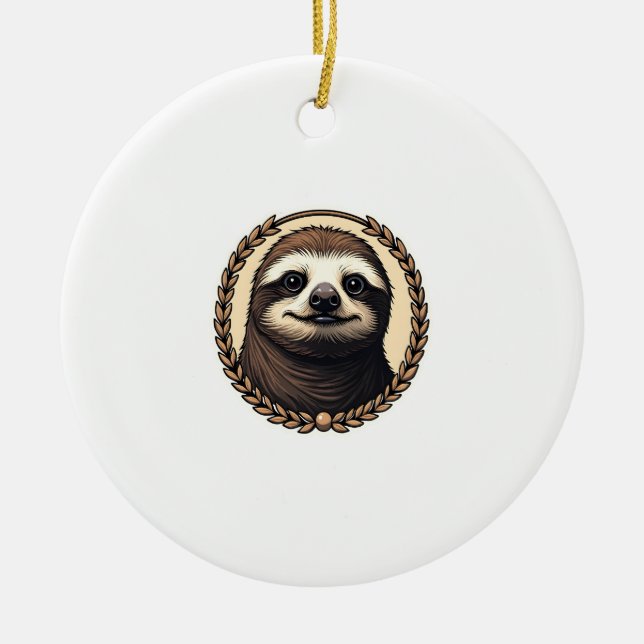 Classic Sloth Engraving Nature Shirt (1) Ceramic Ornament (Front)