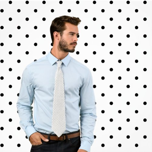 Classic Small Polka Dots Black on White Tie