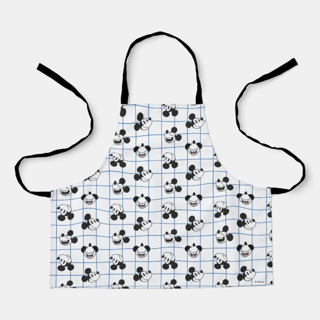 Classic Smiling Mickey Mouse Grid Pattern Apron (Front)