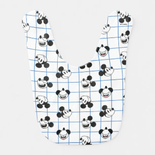 Classic Smiling Mickey Mouse Grid Pattern Baby Bib