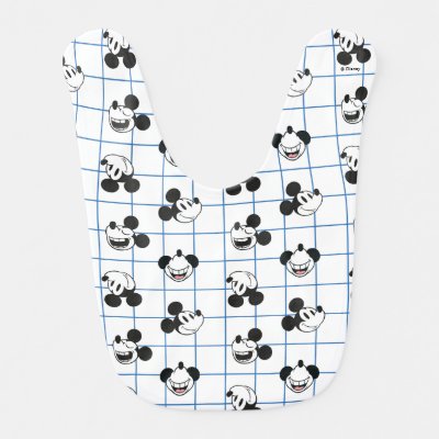 Classic Smiling Mickey Mouse Grid Pattern Baby Bib