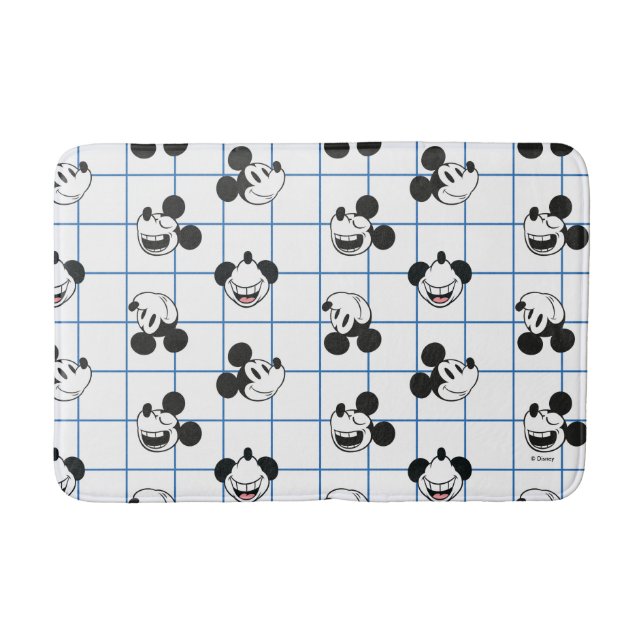 Classic Smiling Mickey Mouse Grid Pattern Bath Mat (Front)