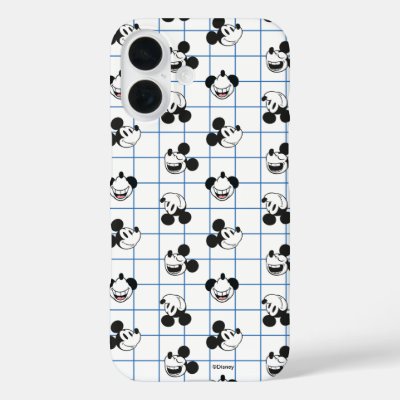 Classic Smiling Mickey Mouse Grid Pattern iPhone 16 Case