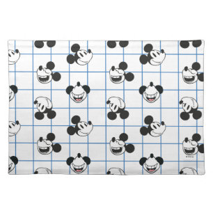 Classic Smiling Mickey Mouse Grid Pattern Cloth Placemat