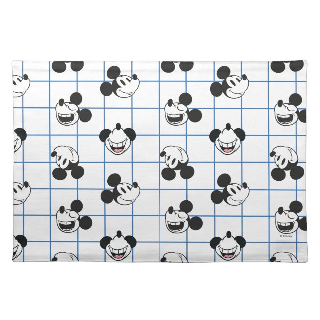 Classic Smiling Mickey Mouse Grid Pattern Cloth Placemat (Front)