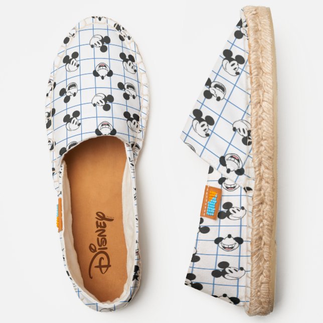 Classic Smiling Mickey Mouse Grid Pattern Espadrilles (Side)