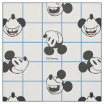 Classic Smiling Mickey Mouse Grid Pattern Fabric