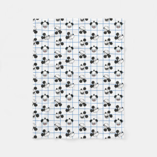 Classic Smiling Mickey Mouse Grid Pattern Fleece Blanket