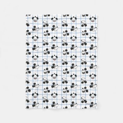 Classic Smiling Mickey Mouse Grid Pattern Fleece Blanket