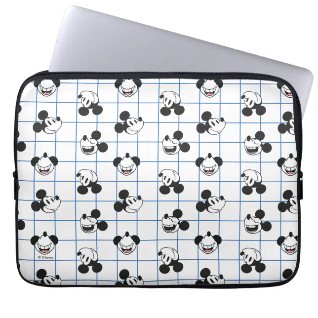 Classic Smiling Mickey Mouse Grid Pattern Laptop Sleeve | Zazzle