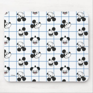 Classic Smiling Mickey Mouse Grid Pattern Mouse Pad