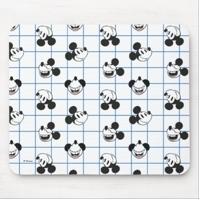 Classic Smiling Mickey Mouse Grid Pattern Mouse Pad