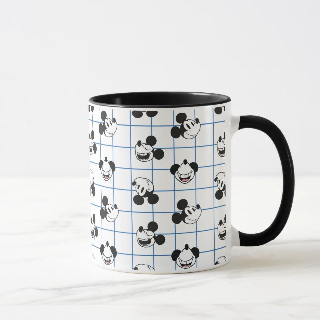 Classic Smiling Mickey Mouse Grid Pattern Mug (Right)