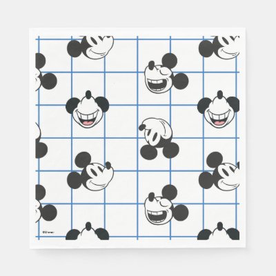 Classic Smiling Mickey Mouse Grid Pattern Napkins