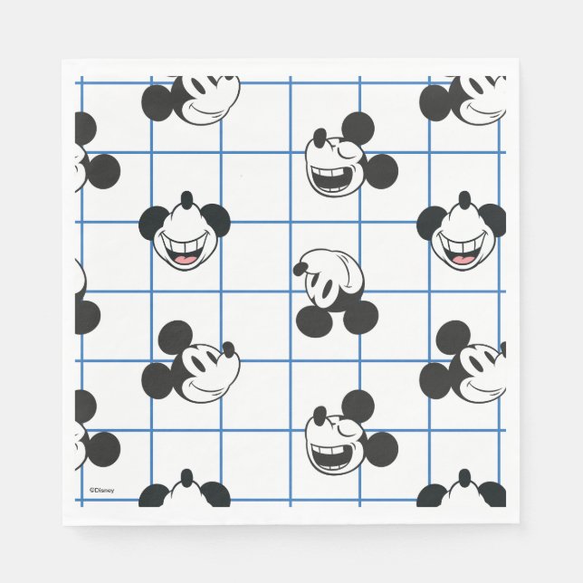 Classic Smiling Mickey Mouse Grid Pattern Napkins (Front)