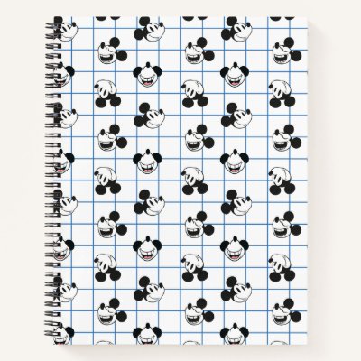 Classic Smiling Mickey Mouse Grid Pattern Notebook