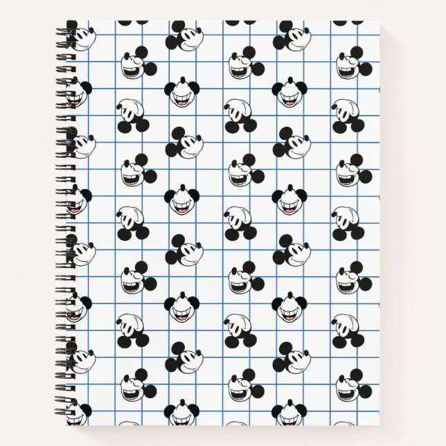Classic Smiling Mickey Mouse Grid Pattern Notebook (Front)