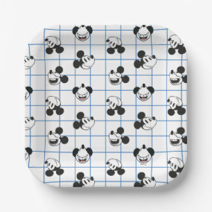 Classic Smiling Mickey Mouse Grid Pattern Paper Plates