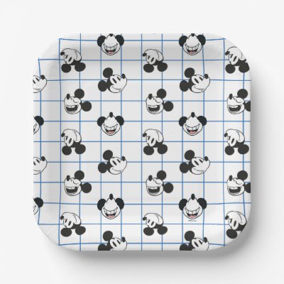 Classic Smiling Mickey Mouse Grid Pattern Paper Plates
