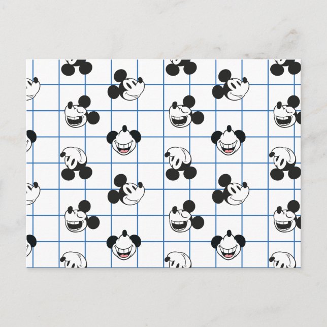 Classic Smiling Mickey Mouse Grid Pattern Postcard (Front)
