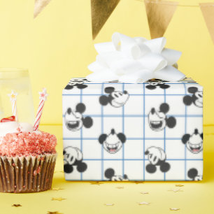 Classic Smiling Mickey Mouse Grid Pattern Wrapping Paper