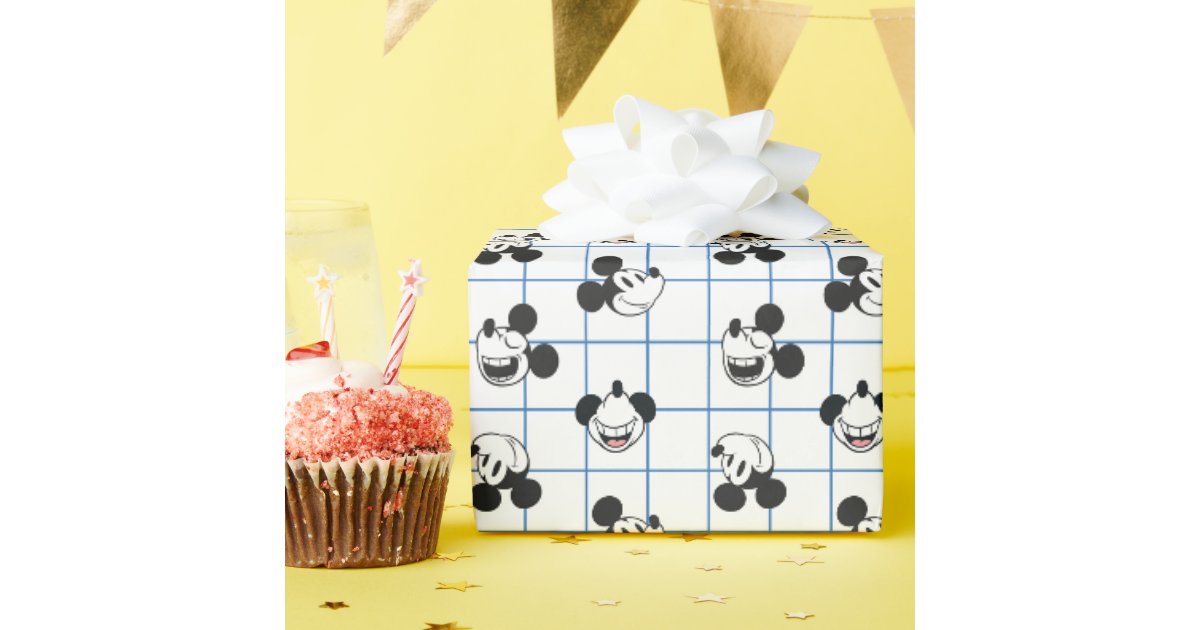 Classic Smiling Mickey Mouse Grid Pattern Wrapping Paper | Zazzle