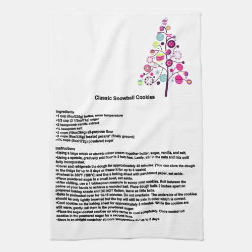 Classic Snowball Christmas Cookies Kitchen Towel