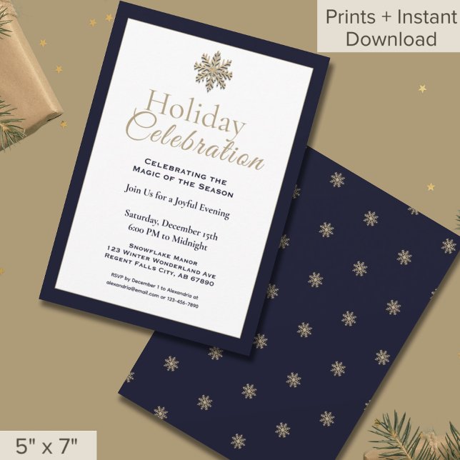 Classic Snowflake Holiday Party Invitation (Creator Uploaded)