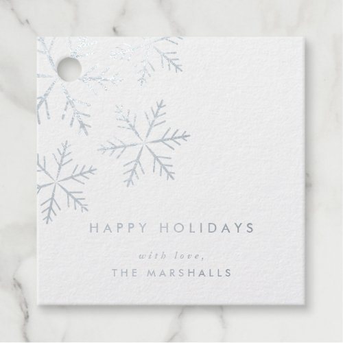 Classic Snowflake Holiday Silver  Foil Favor Tags