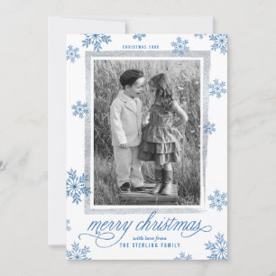 Classic Snowflakes Family Christmas Photo Card