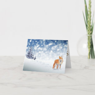 Classic Snowy Forest Red Fox Merry Christmas Holiday Card