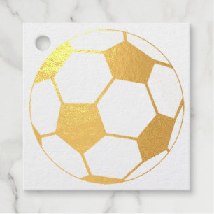 Classic Soccer Ball Graphic Traditional Sports Fan Foil Favor Tags