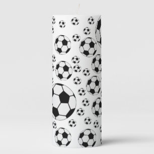 Classic Soccer Ball Graphic Traditional Sports Fan Pillar Candle