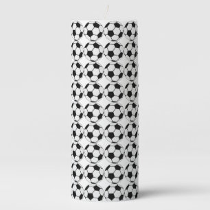 Classic Soccer Ball Graphic Traditional Sports Fan Pillar Candle