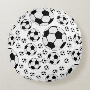 Classic Soccer Ball Graphic Traditional Sports Fan Round Pillow