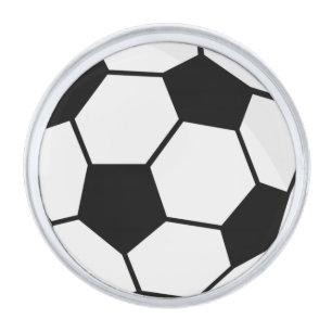 Classic Soccer Ball Graphic Traditional Sports Fan Silver Finish Lapel Pin